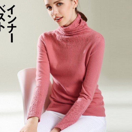 Turtle Neck Hollowed Knitted Sweater