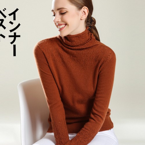 Turtle Neck Hollowed Knitted Sweater