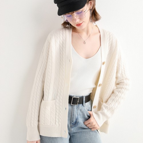 100% Wool Braided Knit Cardigan