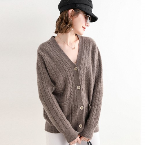 100% Wool Braided Knit Cardigan