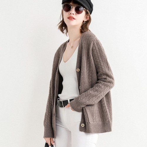 100% Wool Braided Knit Cardigan