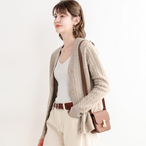 100% Wool Braided Knit Cardigan