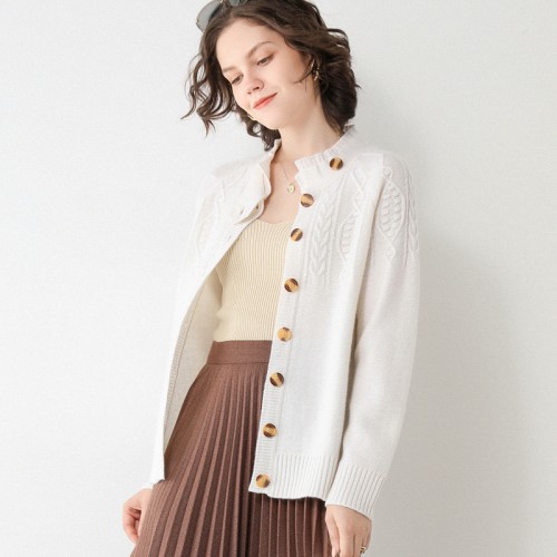 100% Wool Braided Knit Cardigan