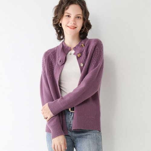 100% Wool Braided Knit Cardigan