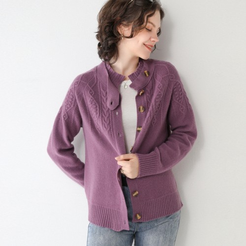 100% Wool Braided Knit Cardigan