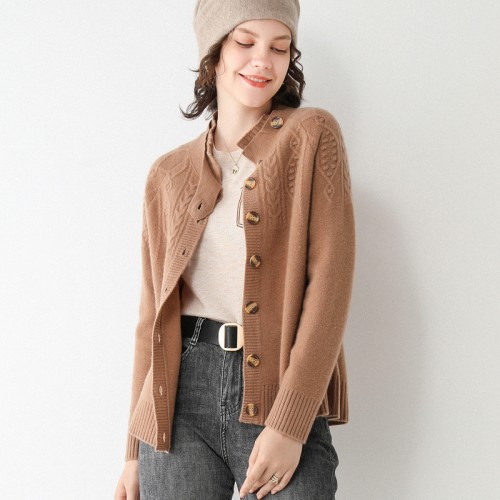 100% Wool Braided Knit Cardigan