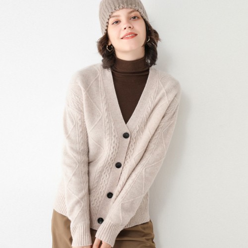 100% Wool Braided Knit Cardigan