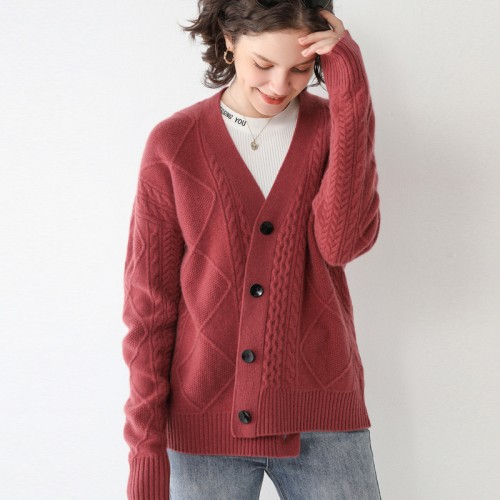 100% Wool Braided Knit Cardigan