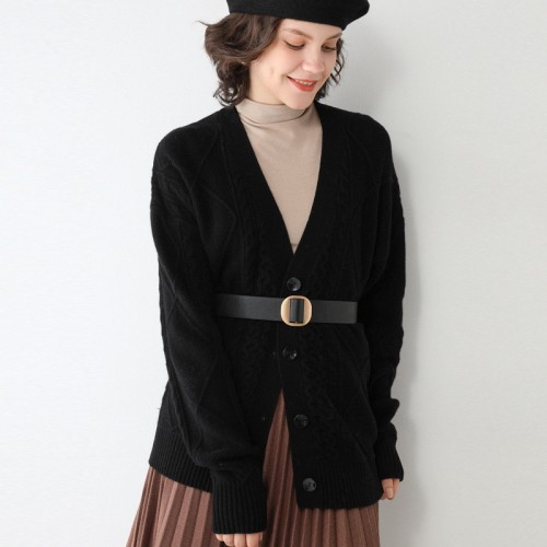 100% Wool Braided Knit Cardigan