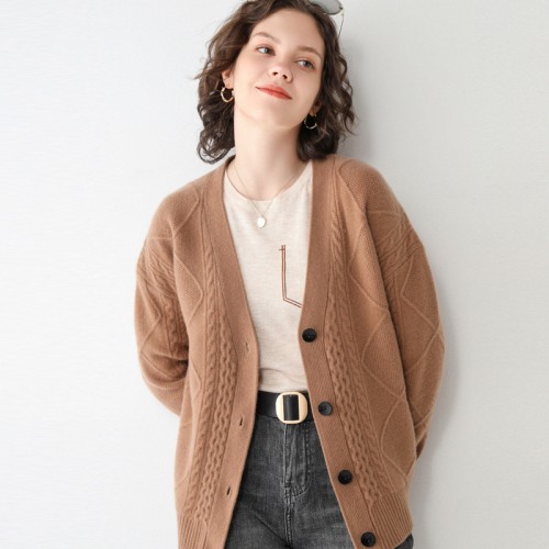 100% Wool Braided Knit Cardigan