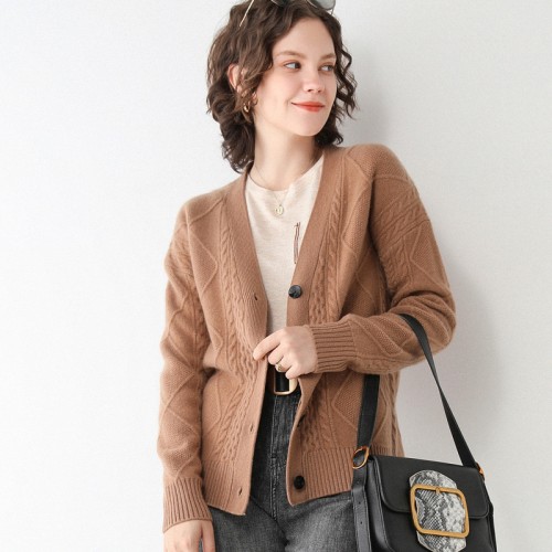 100% Wool Braided Knit Cardigan