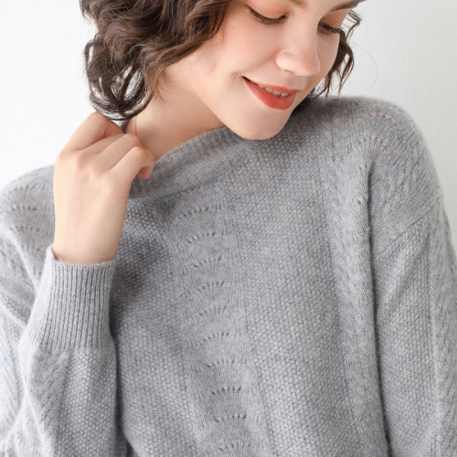 100% Wool Round-neck Braided Knit Top