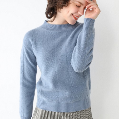 100% Wool Round-neck Braided Knit Top