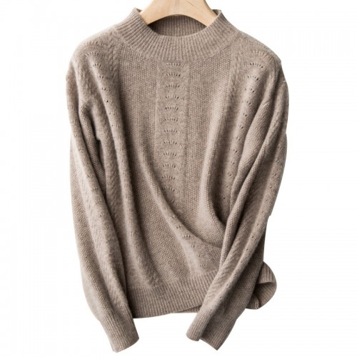 100% Wool Round-neck Braided Knit Top