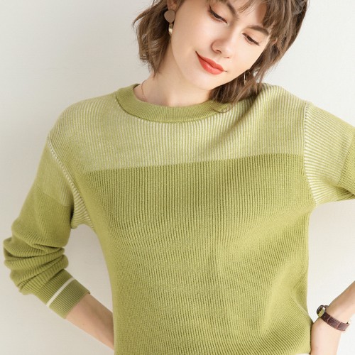 Round-neck Contrasted Knitted Top