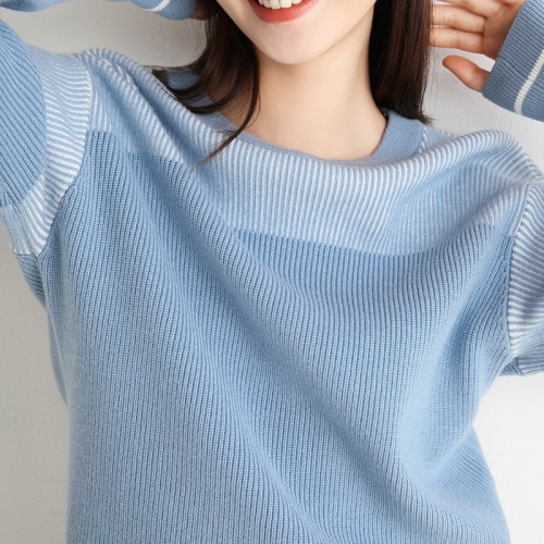 Round-neck Contrasted Knitted Top