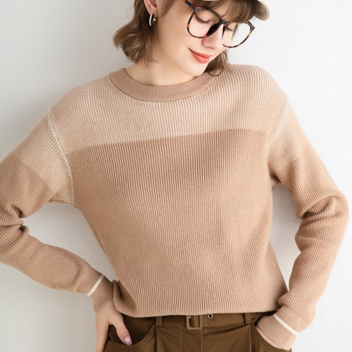 Round-neck Contrasted Knitted Top