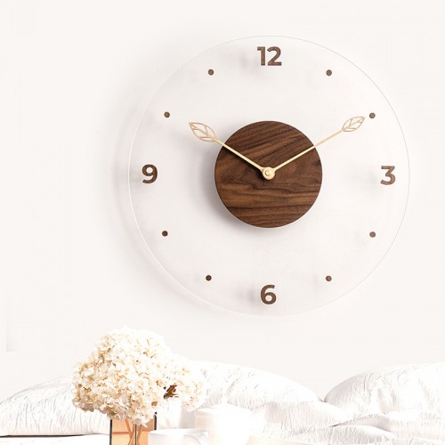 Acrylic Wooden Wall Clock Bedroom Silent Clock Living Room Decor Simple Luxury Wall Clock