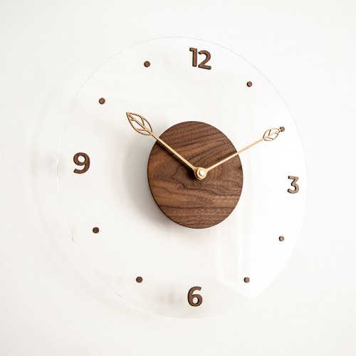 Acrylic Wooden Wall Clock Bedroom Silent Clock Living Room Decor Simple Luxury Wall Clock