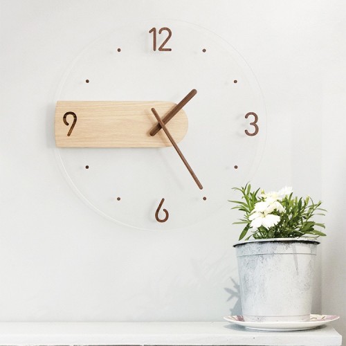 Acrylic Wooden Creative Wall Clock Bedroom Mute Clock, Silent Clock Wall Art