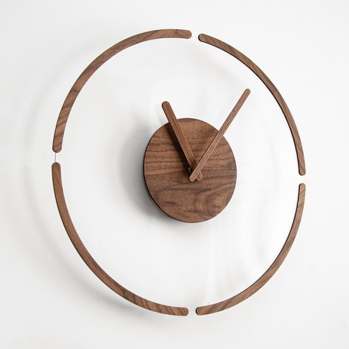 Wooden Highlighted Acrylic Wall Clock Bedroom Mute Clock, Hole-free Mounting, Wall Decor