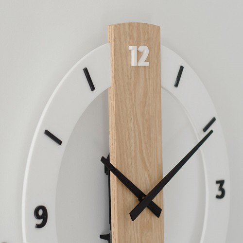 Wooden Acrylic Pendulum Wall Clock Bedroom Silent Clock Living Room Non-Drilling, Home Decor