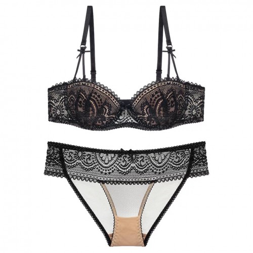 Demi-coverage Lace Underwire Bra Set