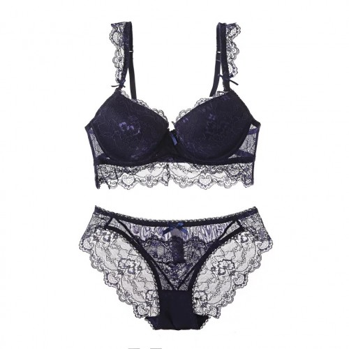 Demi-coverage Lace Underwire Bra Set