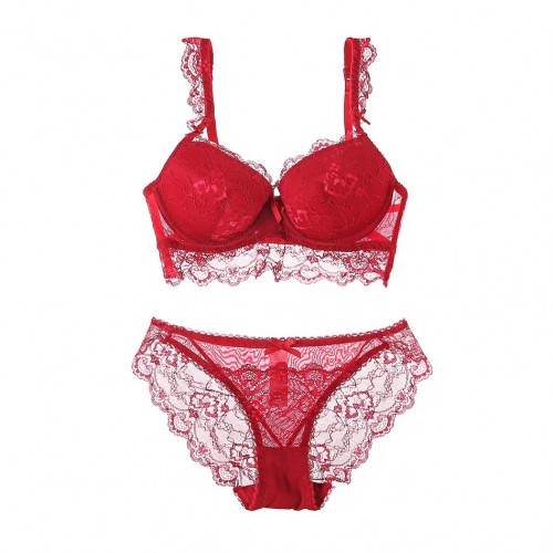 Demi-coverage Lace Underwire Bra Set