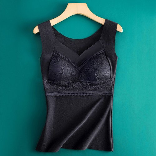 Lace Thermal Tank Top With Bra