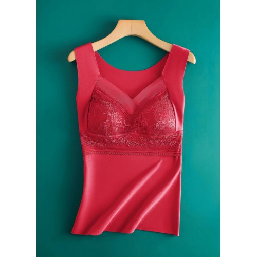 Lace Thermal Tank Top With Bra