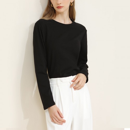 Basics Round Neck Long Sleeves Cotton Top