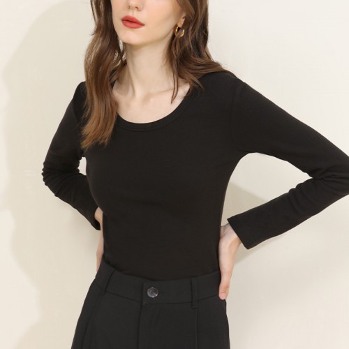 Slim Round Neck Thick & Warm Long Sleeves Top