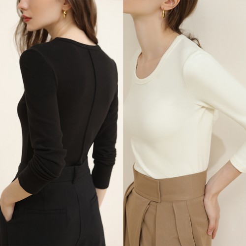 Slim Round Neck Thick & Warm Long Sleeves Top