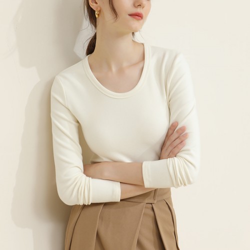 Slim Round Neck Thick & Warm Long Sleeves Top