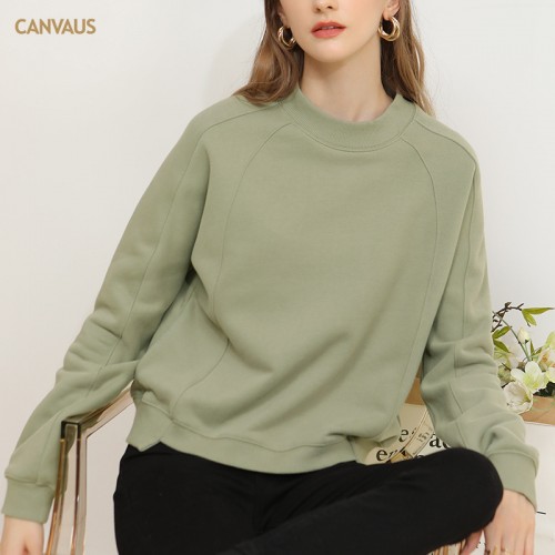 Round Neck Drop Shoulder Long Sleeves Sweater Thick & Warm