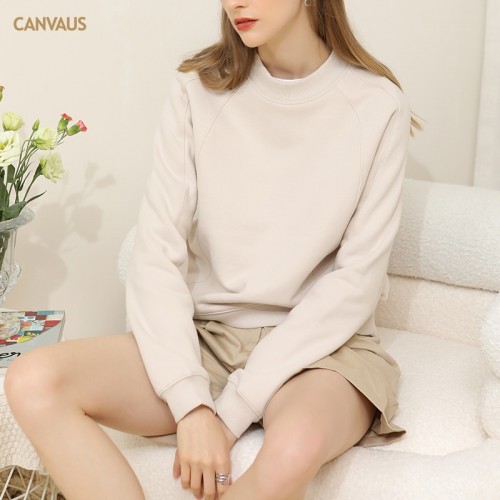 Round Neck Drop Shoulder Long Sleeves Sweater Thick & Warm