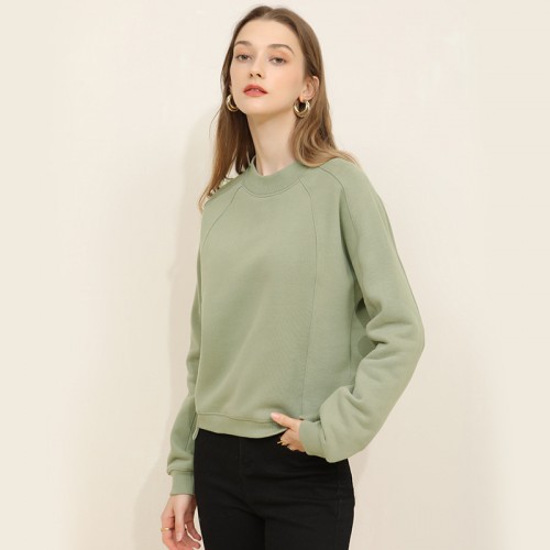 Round Neck Drop Shoulder Long Sleeves Sweater Thick & Warm