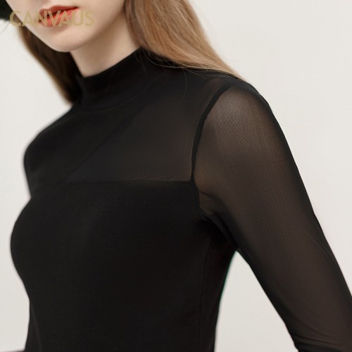 See-through Mixed Long Sleeves Top