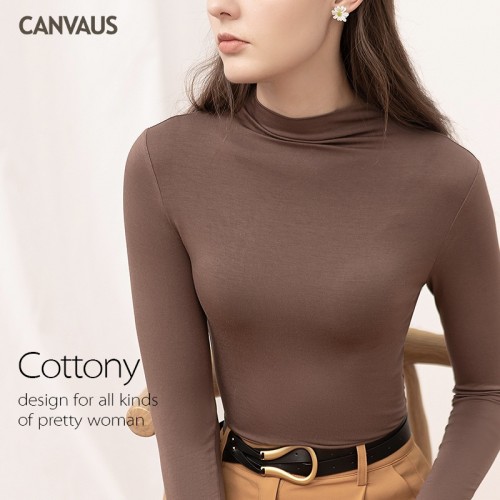 Turtleneck Slim High Stretch Long Sleeves Top