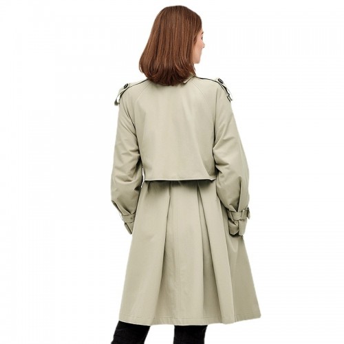 Stand Collar Sleeve Buckled Belted Trench Coat