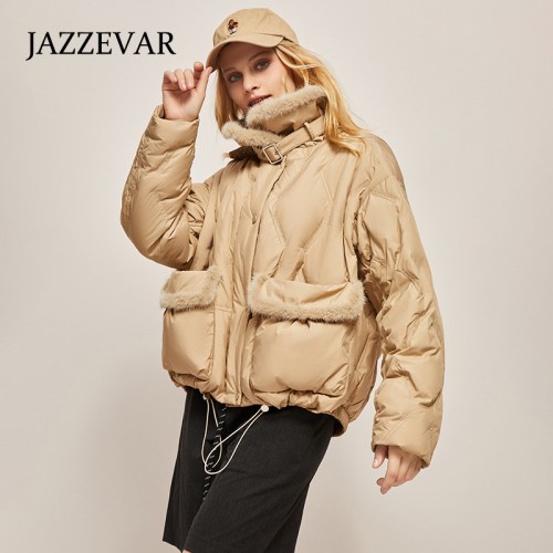 Stand Collar Thickened Warm Down Puffer Jacket, Outdoor Sports Warm Jacket, Women's Clothing