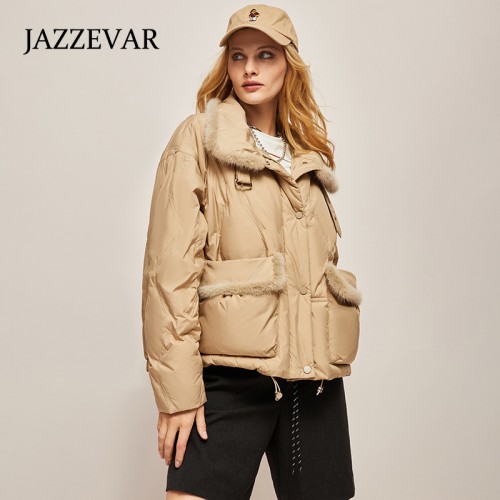 Stand Collar Thickened Warm Down Puffer Jacket, Outdoor Sports Warm Jacket, Women's Clothing