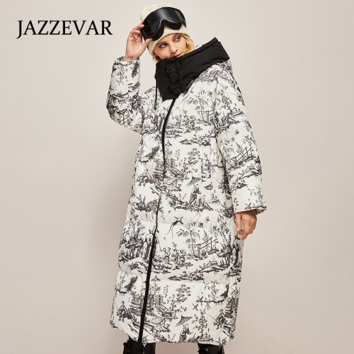 Pattern Hooded Down Coat 90% Down