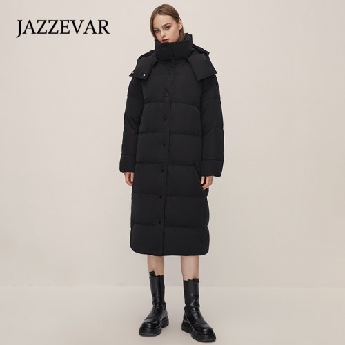 Stand Collar Hooded Down Coat 90% Down