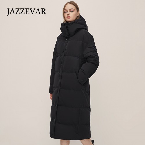 Stand Collar Hooded Down Coat 90% Down