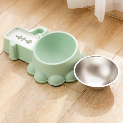 Dog Double Bowls With Gravity Water Bottles, Stainless Steel Dog Inclined Food Bowl No Spill Raised Water Basin 1PC