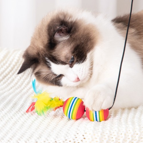 Cat Toys Interactive Funny Cat Feather Balls For Indoor Cats 