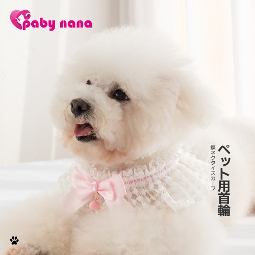 Pet Cute Embroidered Lace Bowknot Collar With Bell And Faux Pearl Polyester Pet Kitten Neck Accessories