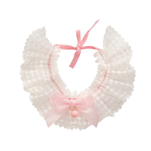 Pet Cute Embroidered Lace Bowknot Collar With Bell And Faux Pearl Polyester Pet Kitten Neck Accessories